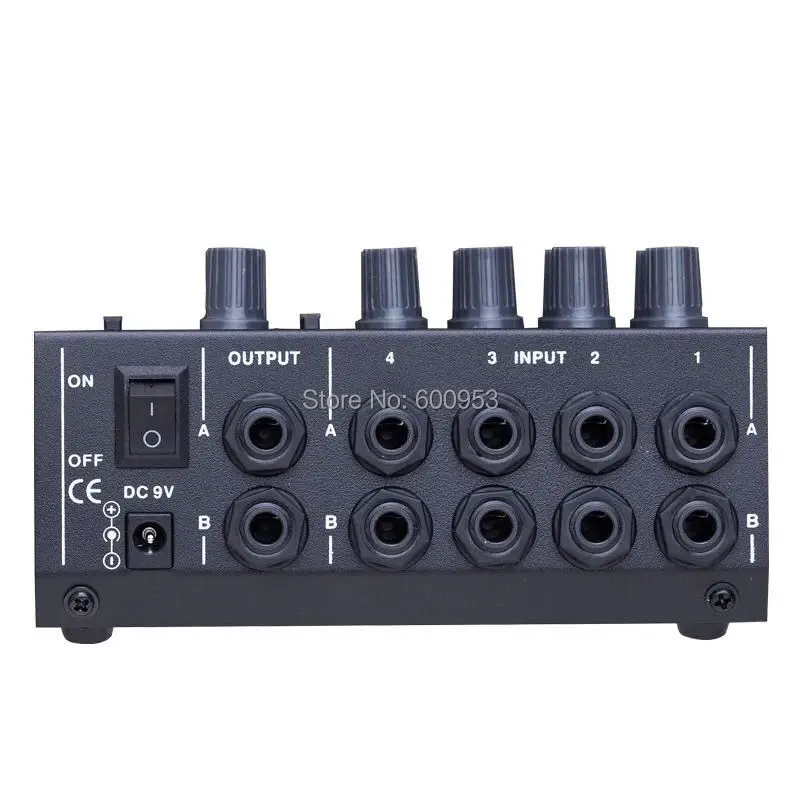 Pro 4 Stereo / 8 Mono Audio Mini Mixer effect reverberator 1/4 Inputs and outputs - battery powered or use optional AC adapter