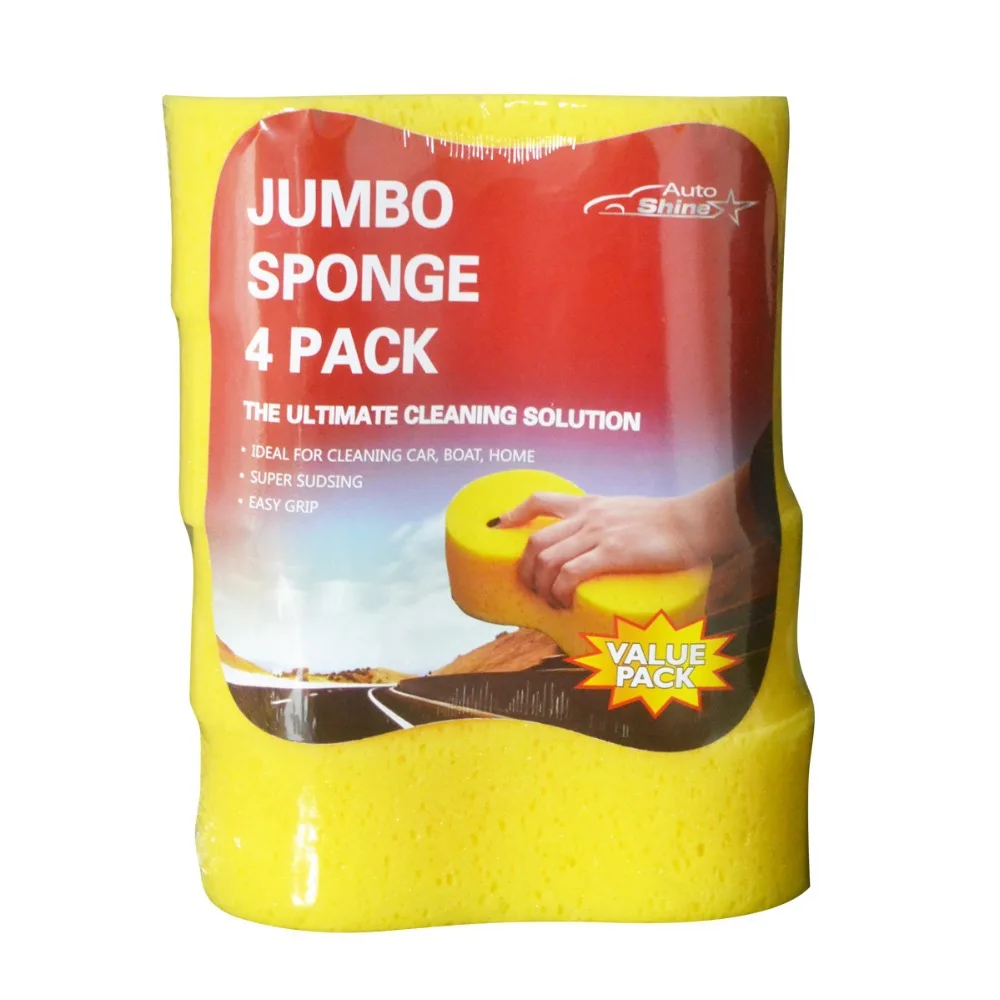 Value Pack 4pcs Car Wash Sponge Jumbo size 8 shape Yellow for Car Wash