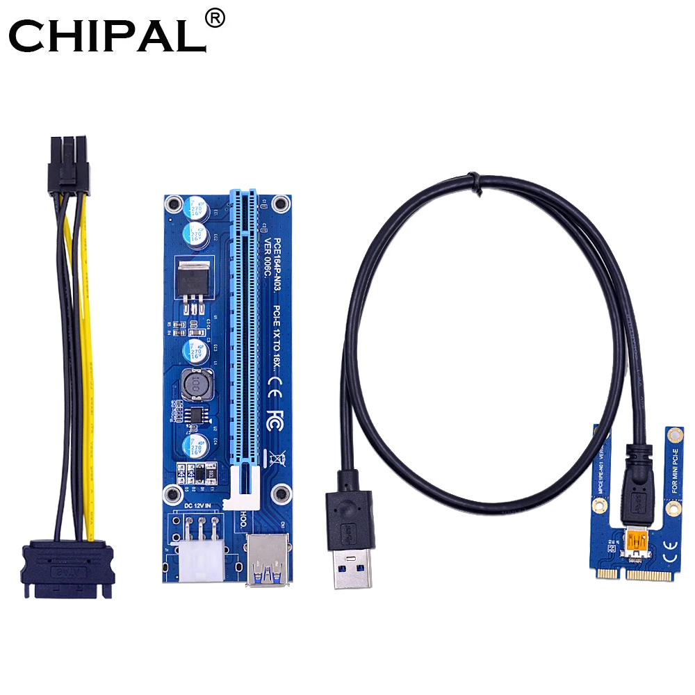 

CHIPAL Mini PCI-E to PCI-E 16X Riser Card 0.6M USB 3.0 Cable for EXP GDC Laptop External Video Card for Bitcoin Miner Mining