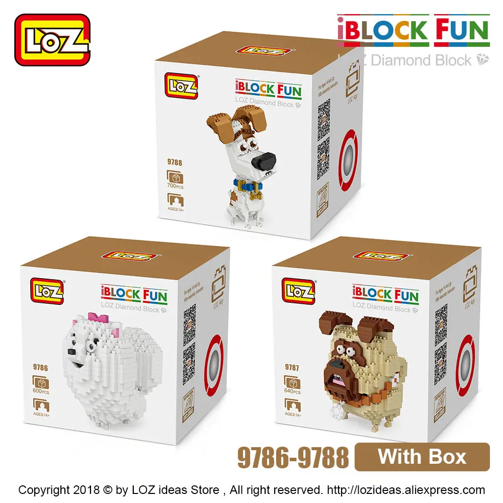 LOZ алмазные блоки Джек Рассел терьер собака мультфильм аниме DIY строительные блоки милые мини-фигурки животных пластиковые игрушки для детей 9788 - Цвет: Set With Box