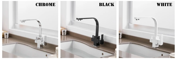 3 Way Drinking Water Faucet Water Filter Purifier Kitchen Faucet Black Hot Cold Mixer Basin Tap 360 Swivel Kitchen Faucet 0178H
