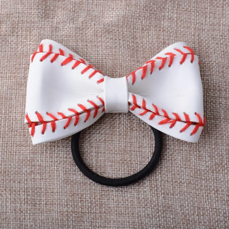 

Rainbery 2019 Baseball Softball Football Leather Hair Jewelry Flower Hair Clip Or Hair Color Bow Tie Woven Leather Hair Jewelry