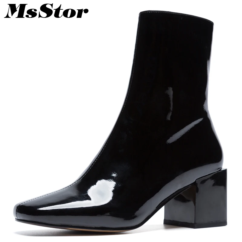 MsStor Square Toe High Heel font b Women b font font b Boots b font Casual
