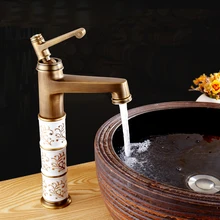 Художественный античный кран для ванной комнаты, синий и белый фарфор, стильный кран для раковины, медный кухонный латунный кран для раковины, смеситель для воды, кран для горячей и холодной воды