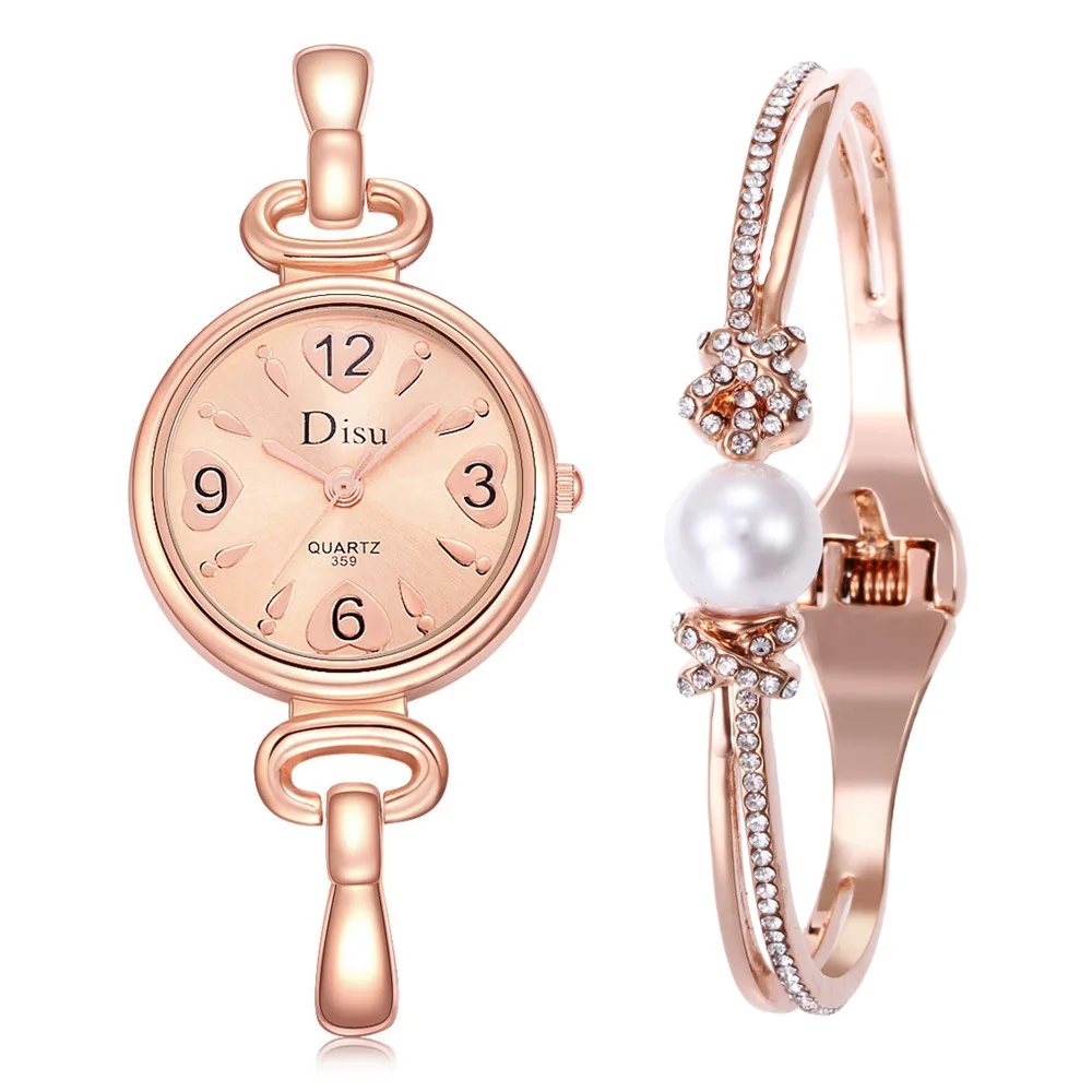 

Women's Quartz Watch Fashion Diamond Watch Steel Watch Crystal Pearl Bracelet Set