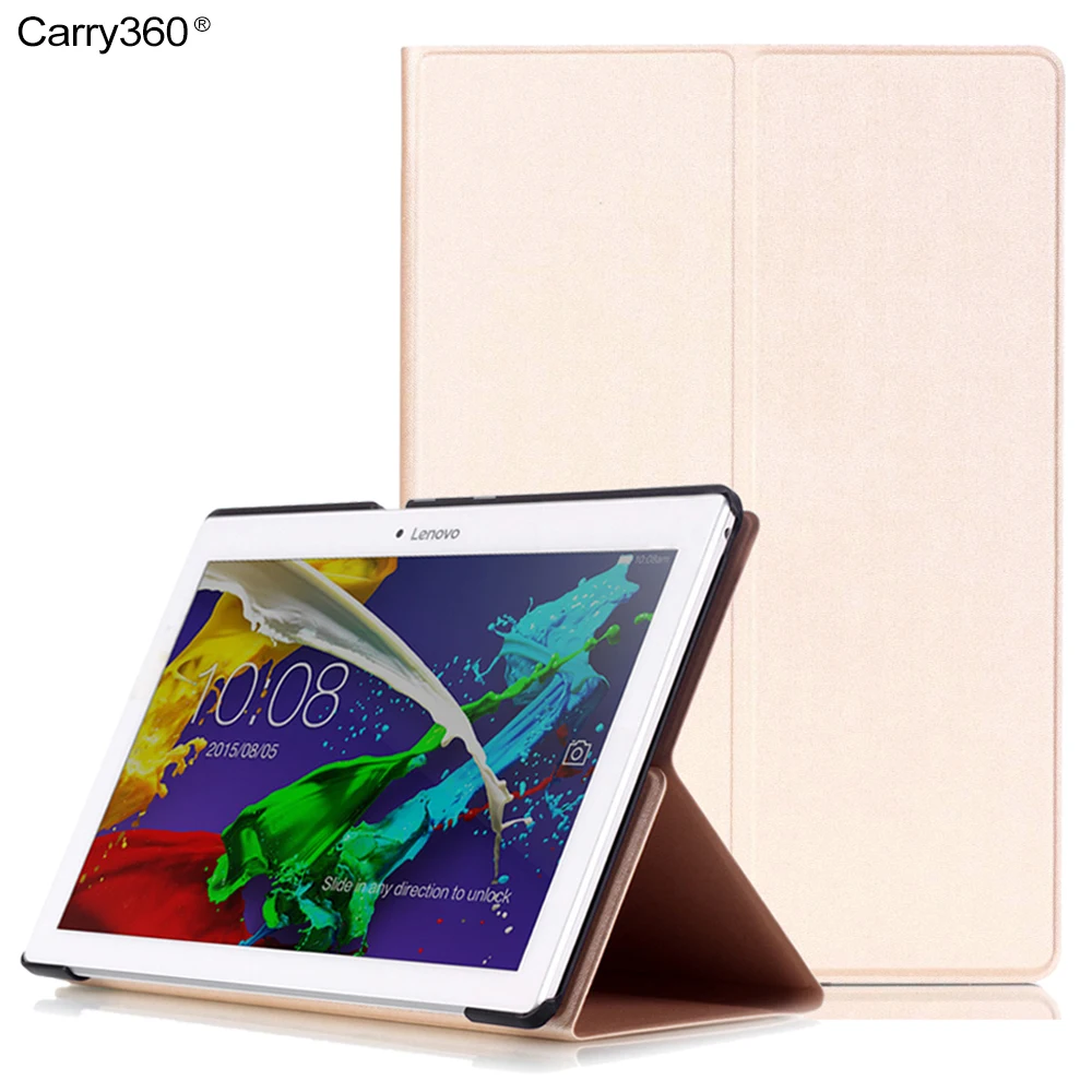 Carry360 Gold Cover for Lenovo Tab 2 A10 30 Case PU Leather Wake Sleep