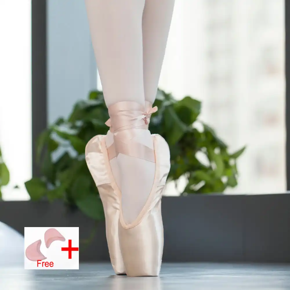 TIEJIAN Professional Ballet Pointe Shoes Canvas Satin Pink Black Red
