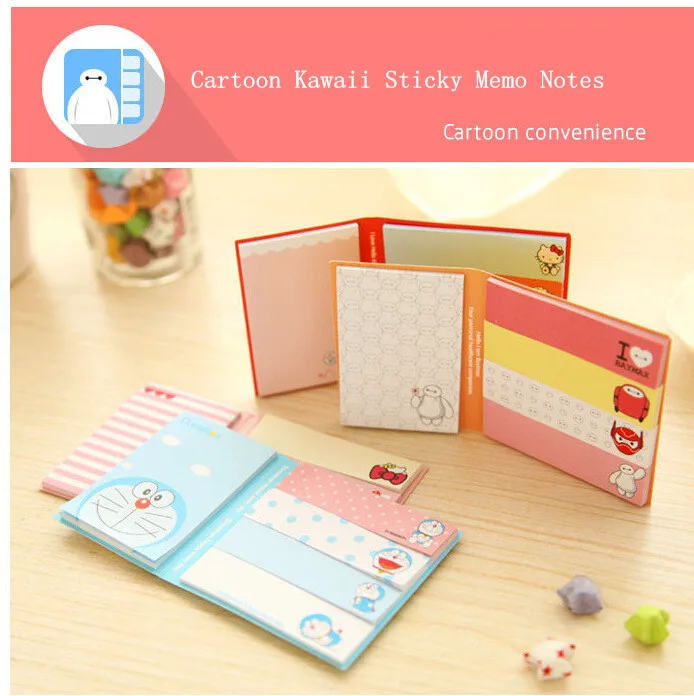 Kawaii корейский мультяшный Baymax Doraemon Totoro N times Sticky Memo Note Book Message Tab блокнот стикеры блокнот блокноты канцелярские принадлежности