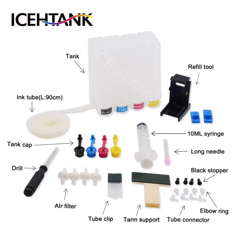 ICEHTANK DIY СНПЧ с красочным баком Системы для HP 123 XL чернилами Deskjet 1110 2130 2132 2133 2134 3630 3632