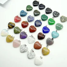 Натуральный камень тигровый глаз агат кристаллы аметиста, кварца lapis Смешанные Подвески Сердце Подвески для diy для изготовления украшений ожерелья 50 шт