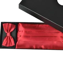 Men’s Tuxedo Business Tie Solid Handkerchiefs Waist Cummerbunds High Quality No pleats Three Accessories