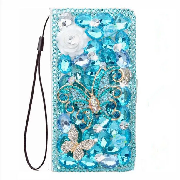 

3D Butterfly Flower Crystal Diamond Flip Leather Wallet Case Capa for Xiaomi Redmi K20/K20 Pro/GO/7/6A/6/5 Plus/5/5A/ Capa Bags