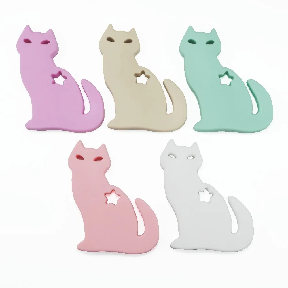 10 BPA Free силиконовые кошки милые детские игрушки прорезывание зубов жевательные Мальчики кормящие Ожерелье Подвеска Силиконовая пустышка