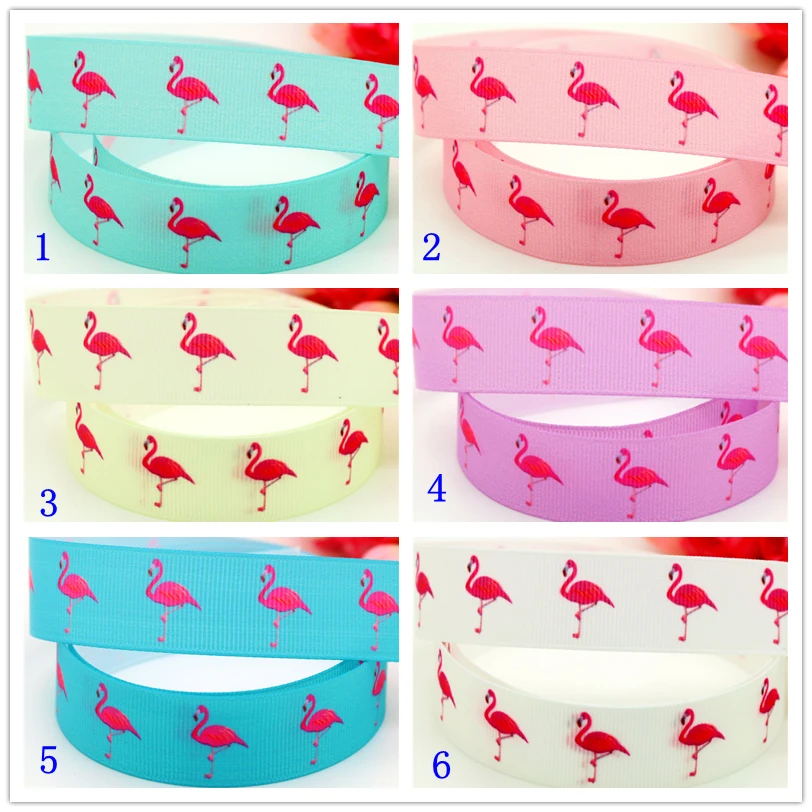 7 8 Free Shipping Flamingo Colors Printed Grosgrain Ribbon