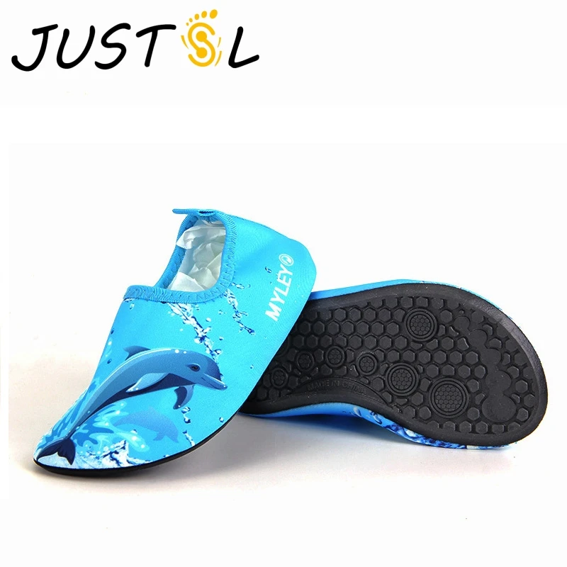 JUSTSL летняя детская противоскользящая обувь для плавания для мальчиков и девочек для носки Босиком тонкие мягкая обувь; Ультра-мягкие мягкая обувь