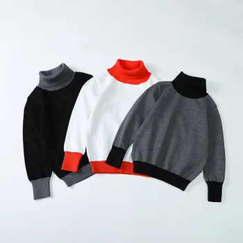 

Boys Sweaters Autumn Winter Girls Clothes Knitted Pullover Turtleneck Warm Outerwear Casual Children Sweater 5 6 8 10 12 Years