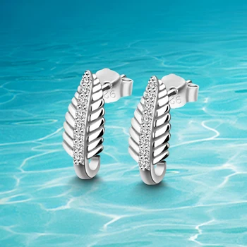 

Real 925 Sterling Silver Nice Leaves Shape Silver Earrings For Women Earring Sterling-silver-jewelry Luxury zircon Brincos