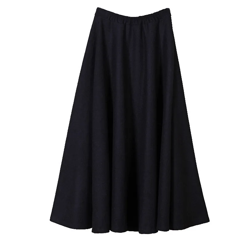 Faldas Waist Womens Gray Winter Elegant C3566 dark Pleated Woolen Green black Dark Autumn Women Red wine Long Maxi Retro High Skirt Wool Jupe a8tUnCxwq