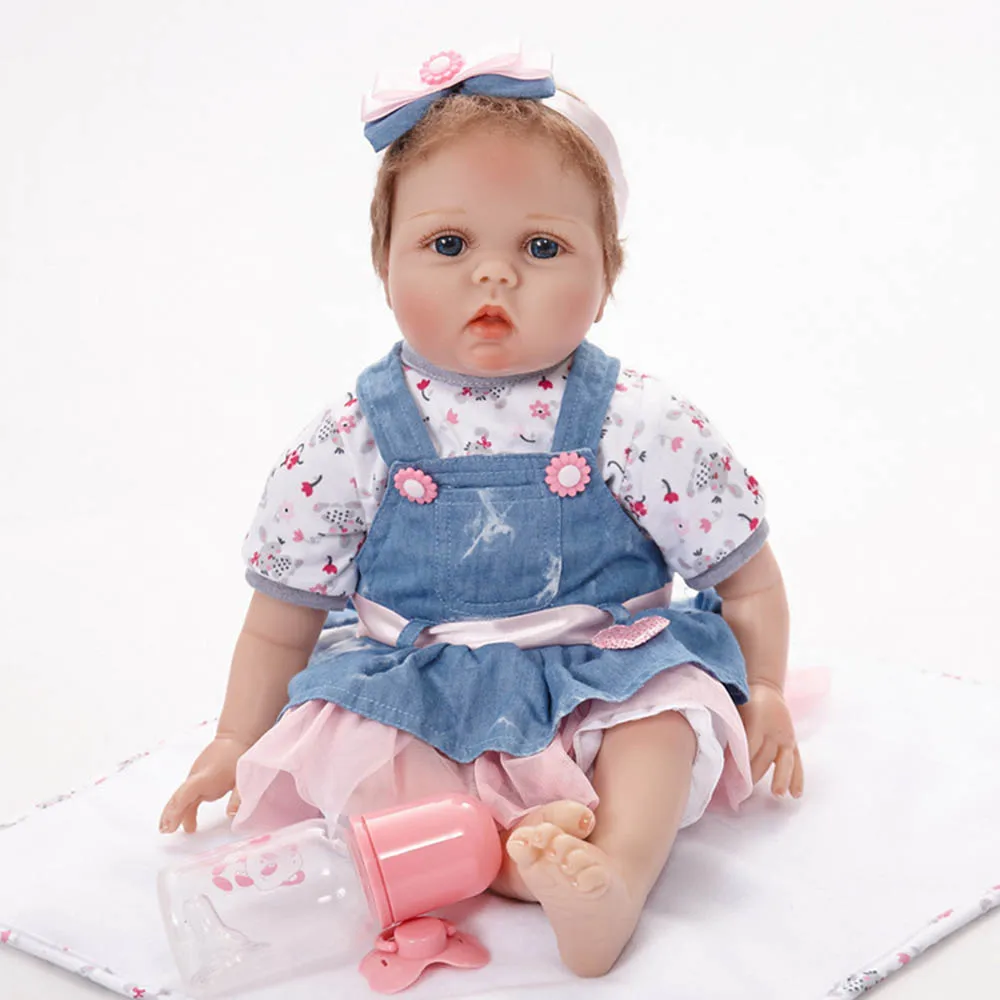 

22 inches Lifelike Girl Reborn Doll Realistic Silicone Newborn Babies with Cloth Body Toy for Girl Birthday Xmas Gift 55cm
