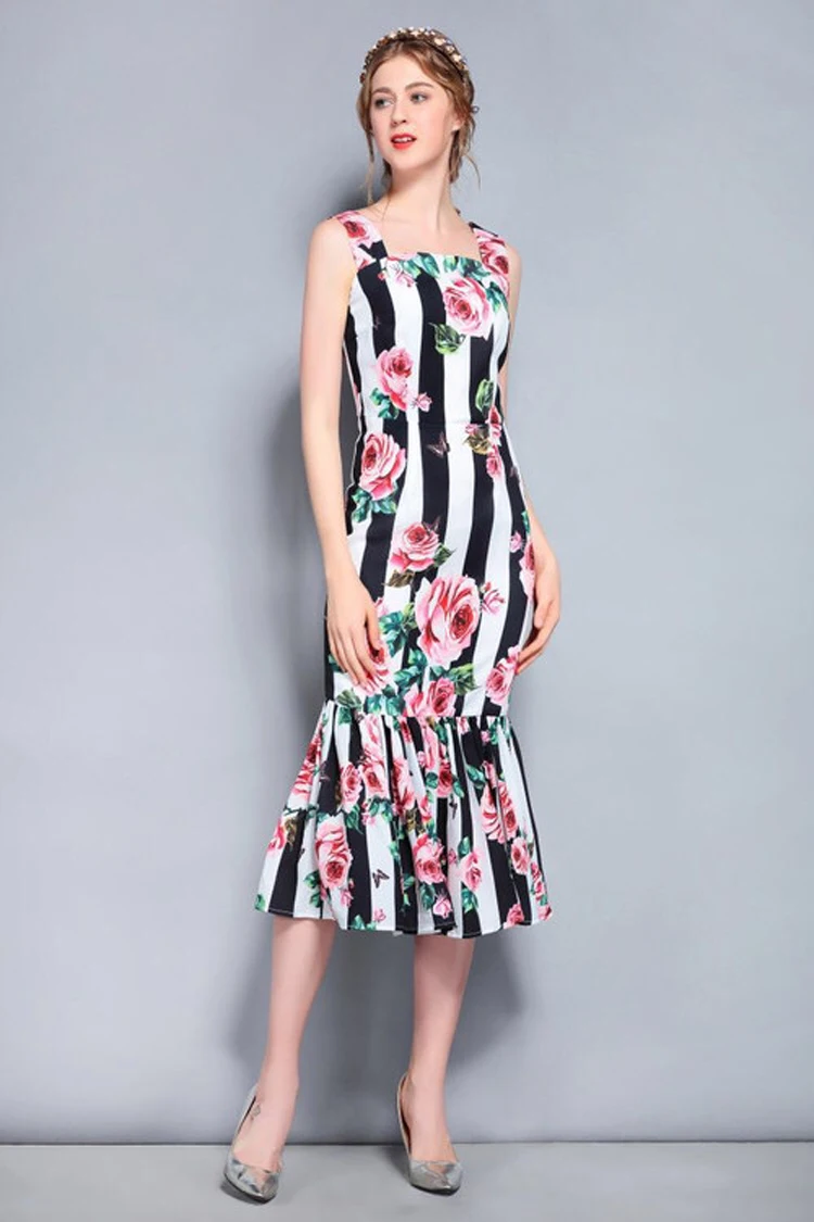 Black and white stripes strap dress (17)
