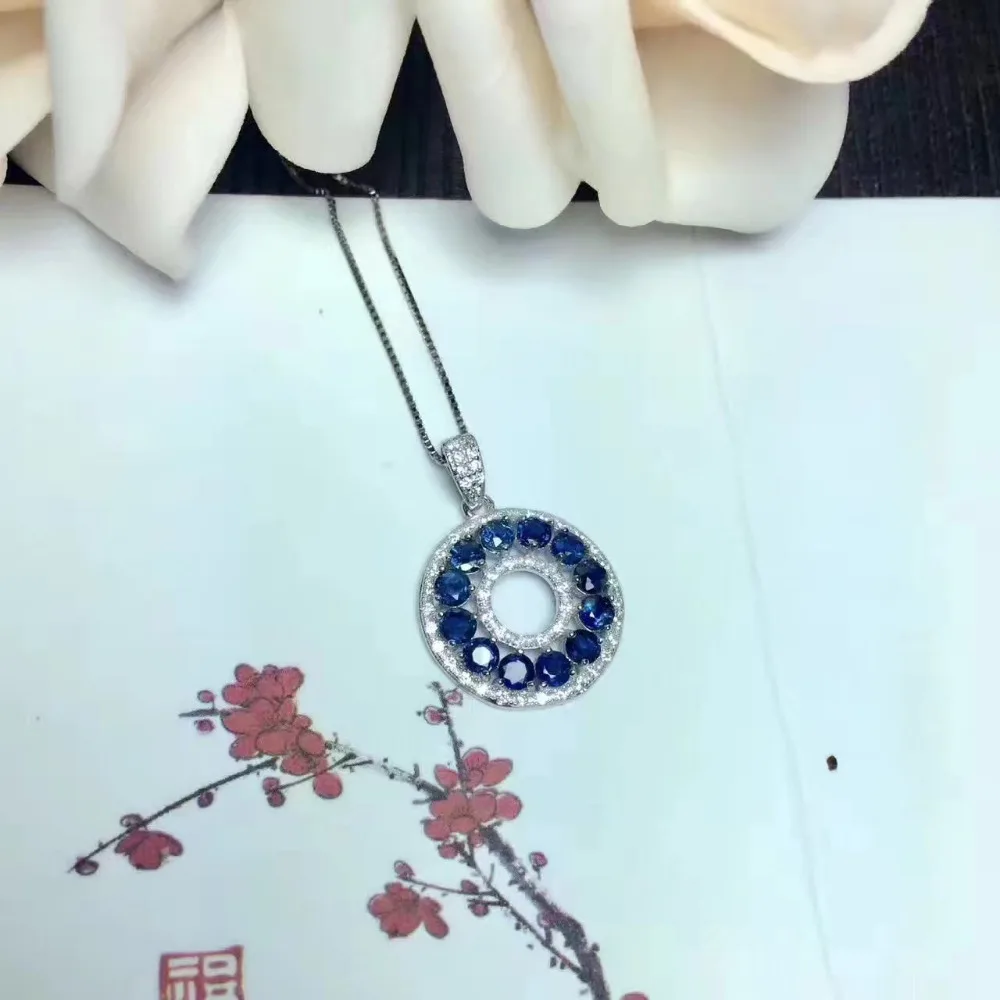 Верность естественно 3 мм сапфир s925 серебро круглыми подвесками модные fine jewelry gfit для женщин натуральный синий драгоценный камень