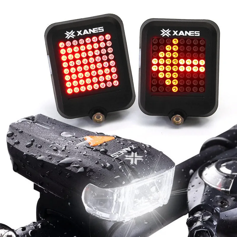 

New OUTERDO XANES 64 LED Intelligent Brake Warning Bicycle Rear Taillight 600LM German Standard Bike Front Light Set Accessoy