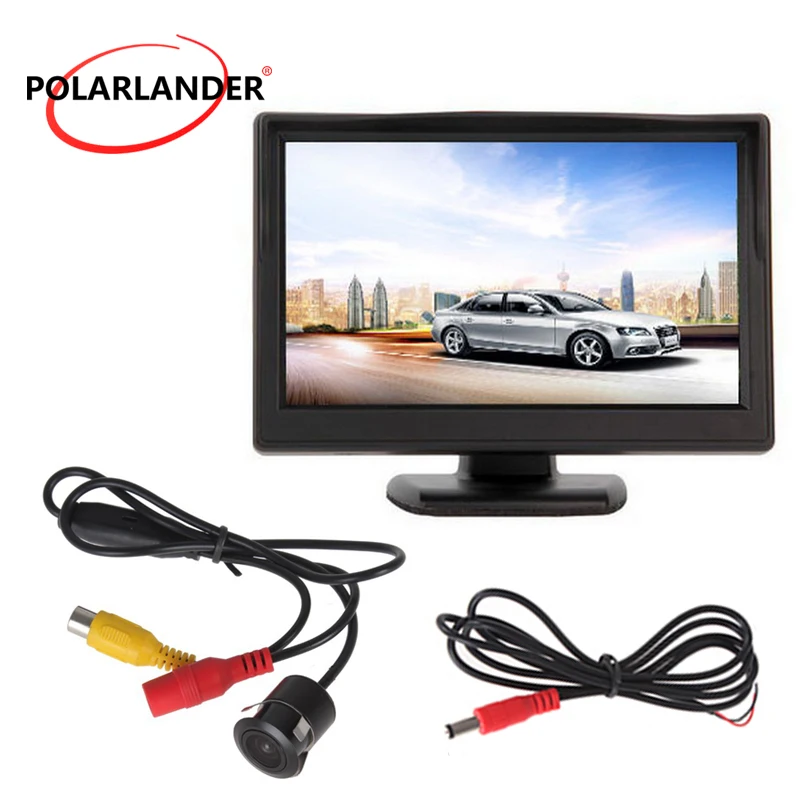 18,5 мм светодиодный плагин сзади Cam автобус/автомобиль 12-24 В HD Desktop Парковка монитор Ночное видение 5 дюймов TFT Экран Реверсивный Камера с лампой