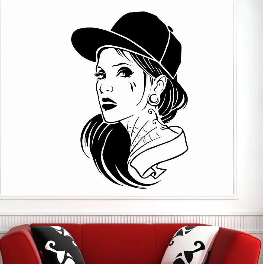 

Girl Hair Wall Decals Fashion Hip-Hop Wall Art Poster Vinyl Beautiful Girl Wall Sticker Hair Beauty Salon Decoration AY0253
