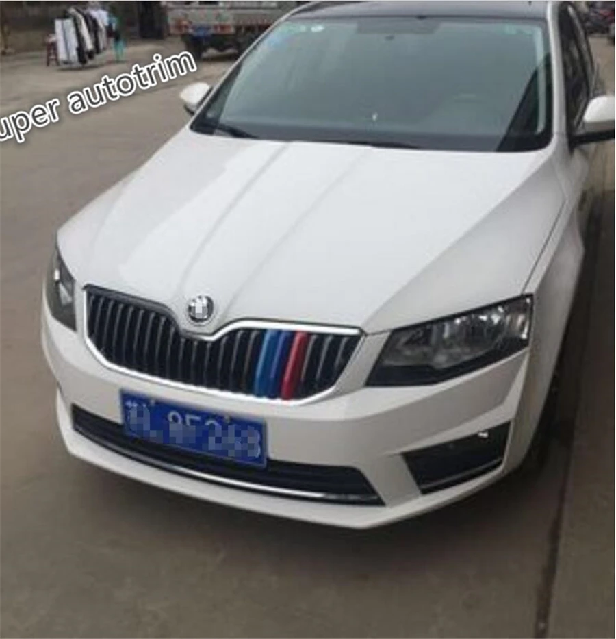 

Colorfully For Skoda Octavia MK3 A7 2015 2016 2017 ABS Front Head Grill Grille Cover Trim 3 Pcs / Set