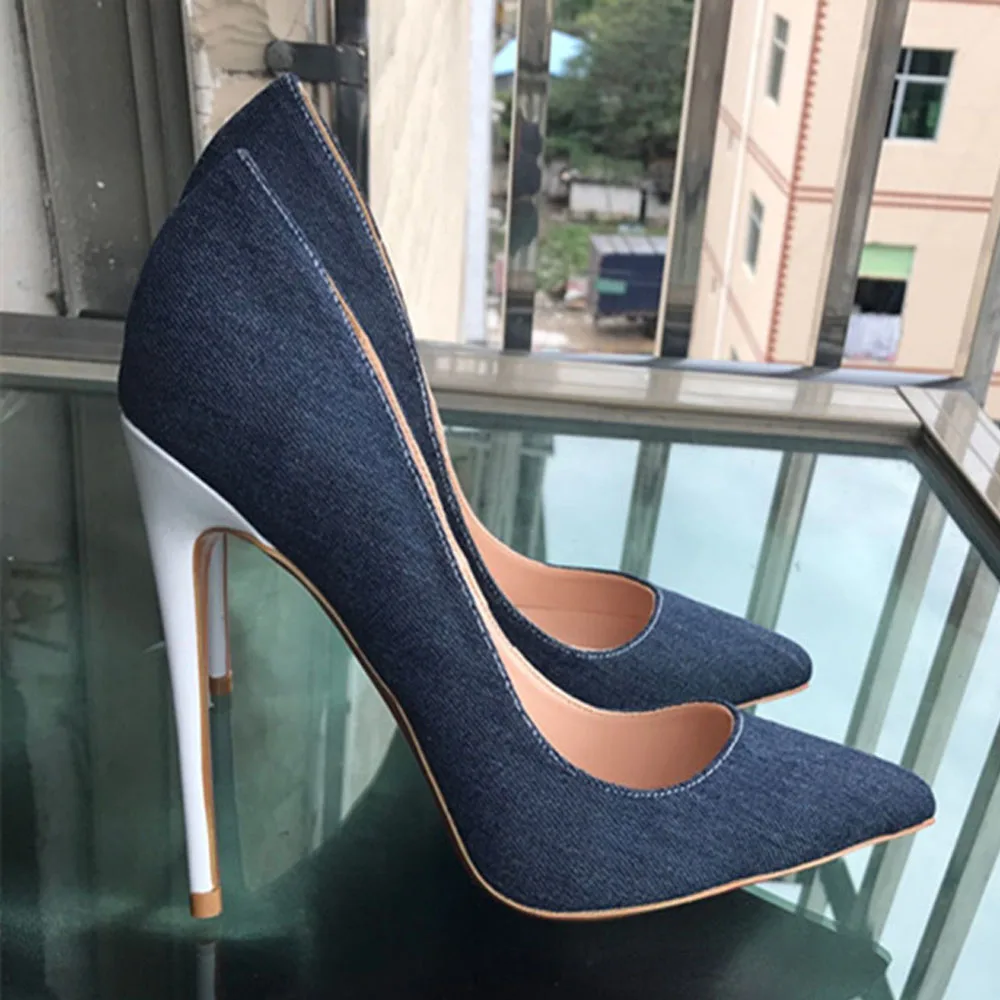 denim shoes heels