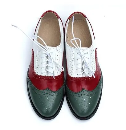 Женские классические ботинки из натуральной кожи на шнуровке с круглым носом в ассортименте 20 цветов