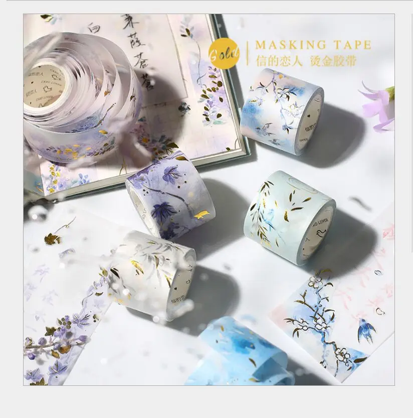 

30mm Gold foil poetic flower leaves tree branch decoration washi Tape DIY planner Diary scrapbooking masking tape escolar
