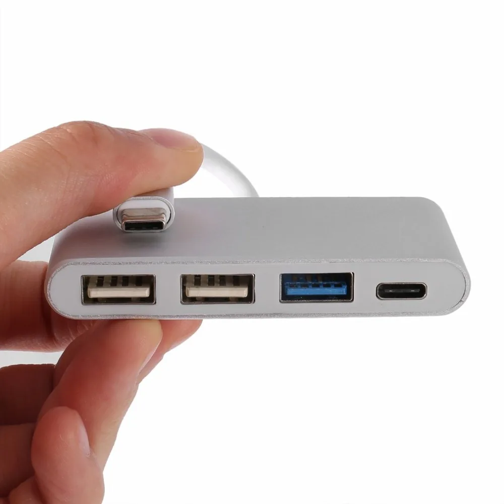 Mini type C usb-хаб из алюминиевого сплава 4 в 1 конвертер адаптер с 1 USB-C разъемом питания+ 1 USB 3,0+ 2 USB 2,0 порта Прямая поставка