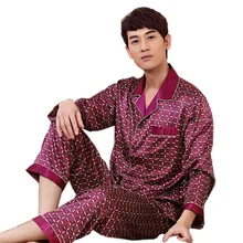 Плед Пижамы Мужчин Шелковый Pajama Наборы С Длинным Рукавом Pijamas Сексуальные Мужчины Пижамы Весна Лето Пижамы Атласа Ночной Рубашке Китайский Халат