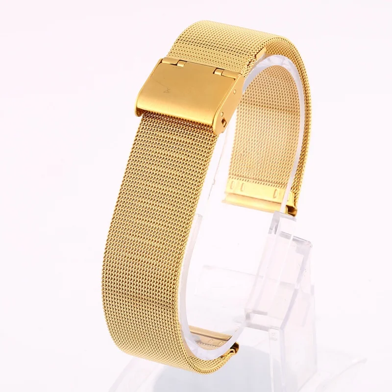 

12-24mm Women Men Stainless Steel Metal Milanese Watchband Watch Band Strap Bracelet Black Rose Gold Silver Watch Accessories
