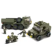 B0307 455pcs Army armored vehicles Jeep Motorcycles 3D Construction Plastic Model Building Blocks Bricks