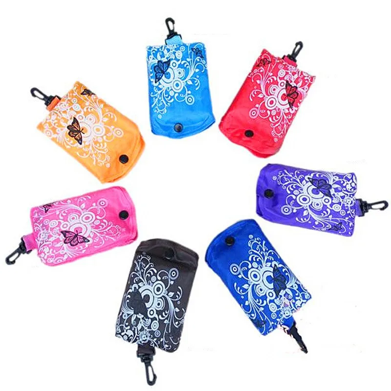 

Pocket Square Shopping Bag Environment Eco Friendly Folding Reusable Portable Shoulder Handle Bag Polyester for Travel Grocer