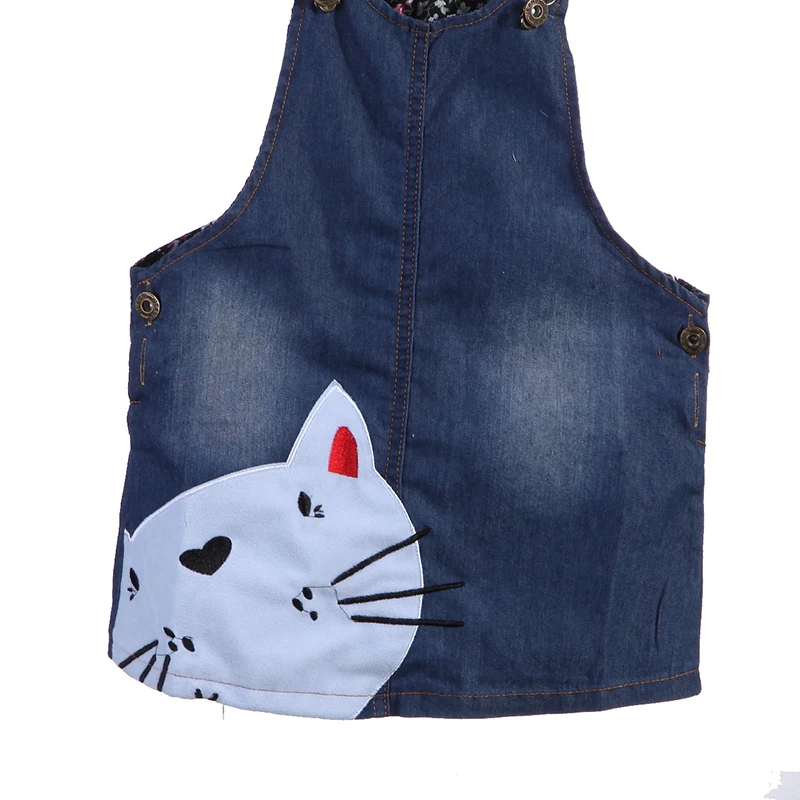Милый комбинезон для маленьких девочек, юбка, джинсы, повседневная одежда с котенком, модная новинка, распродажа