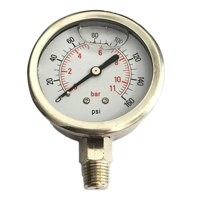 

High Quality 2.5" 304 Stainless Steel Oil Anti-vibration Water Purifier Pressure Gauge Tester