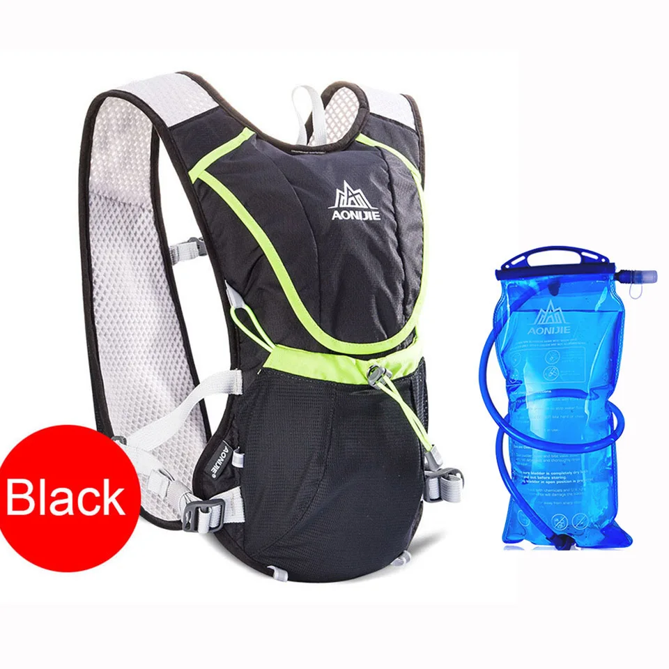 AONIJIE 8L открытый спортивный бегущий рюкзак марафон Trail бегущий жилет-рюкзак против обезвоживания для 1.5L мешок воды велосипедный походный мешок - Цвет: Black with water bag
