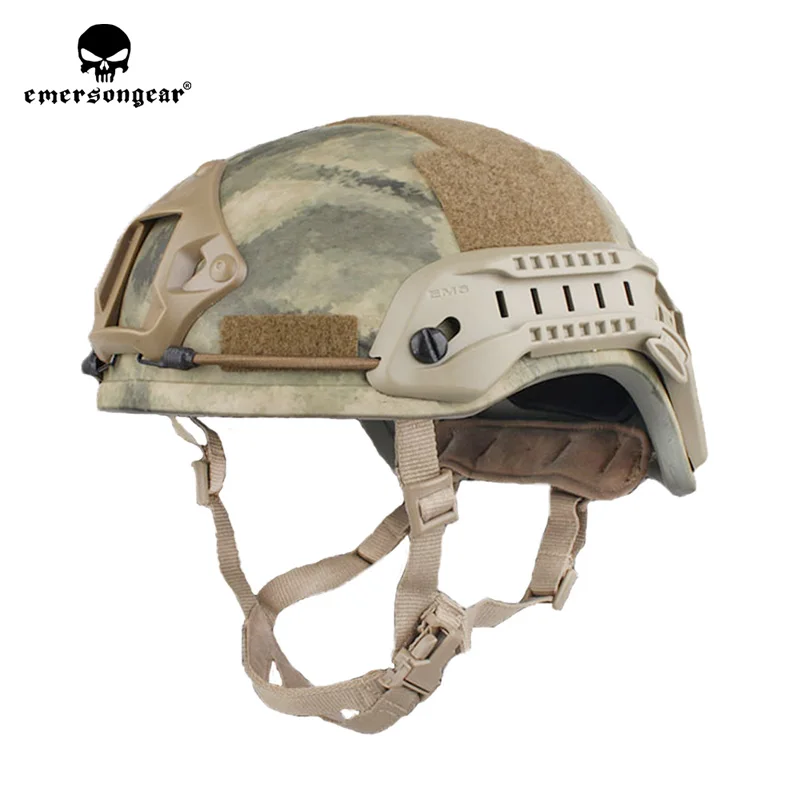 Emerson Tactical ACH MICH 2000 Helmet Ear Flaps Helmet w/ NVG Shroud & Side Rail 