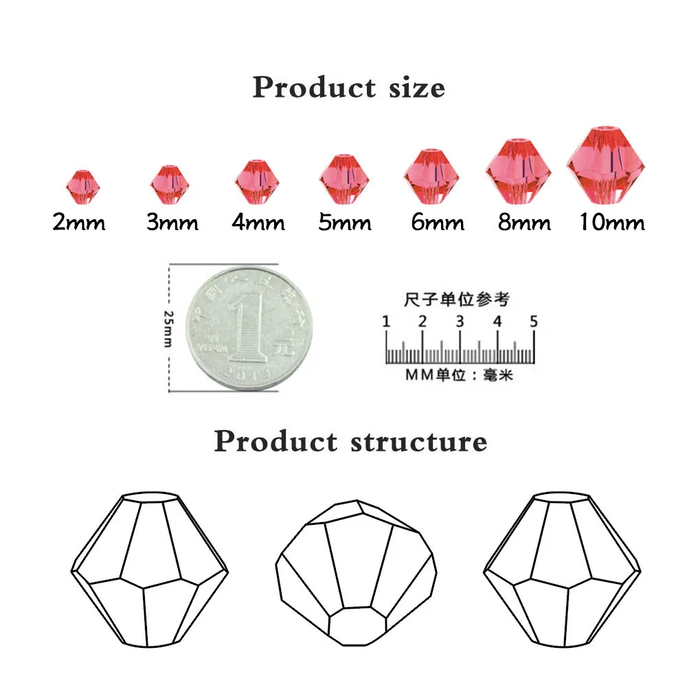 Zhubi разноцветные чешские Биконусы Бусины 2/3/4/6 мм AAA с украшением в виде кристаллов Стекло граненые бусины DIY для кристаллами Свадебные украшения для изготовления