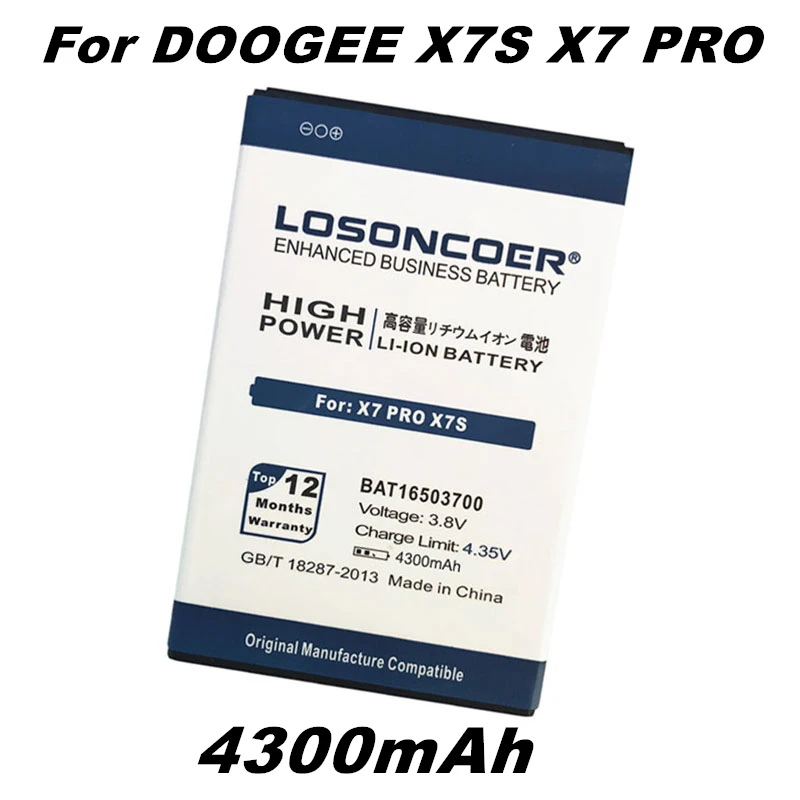

LOSONCOER 4300mAh BAT16503700 Good Quality Battery For Doogee X7 X7PRO X7S X7 PRO Phone Battery