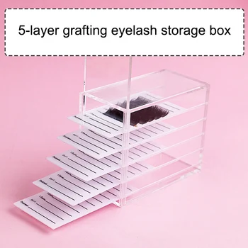 

5 Layers Eyelash Storage Box with Scale Makeups Display Container Transparent Box HB88