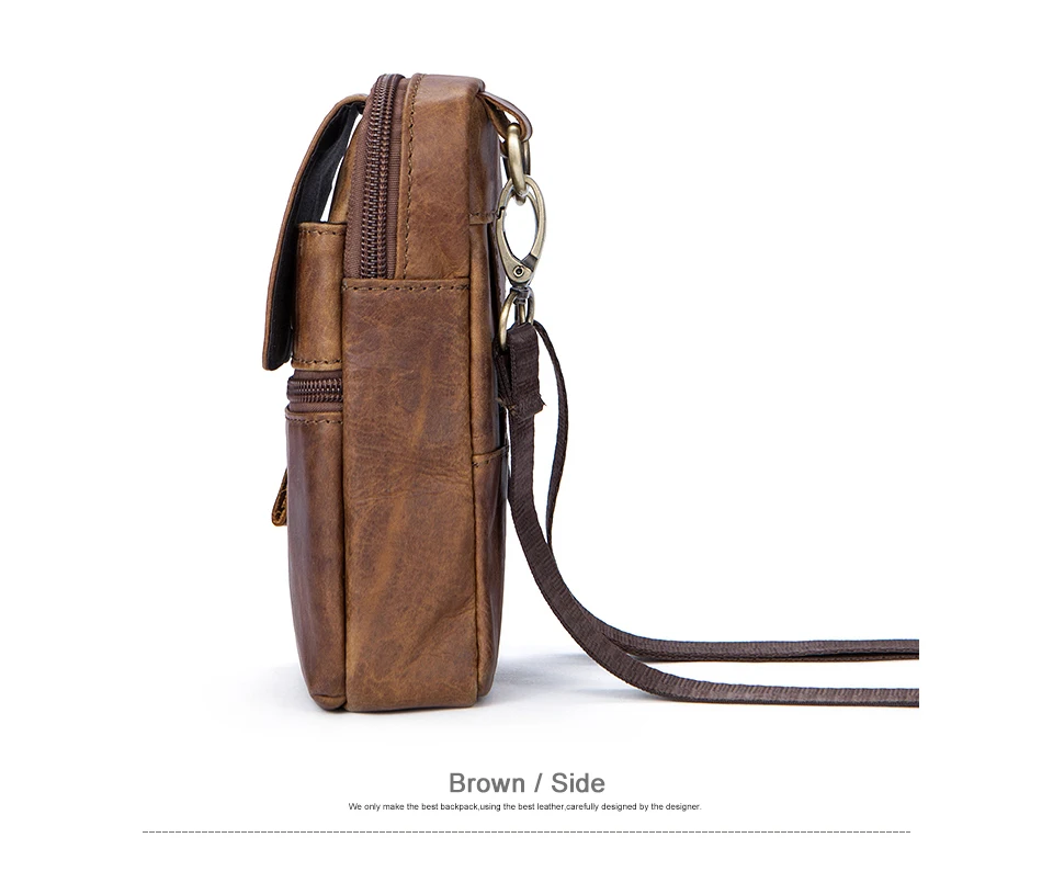 6 genuine leather bags waist packs for men
