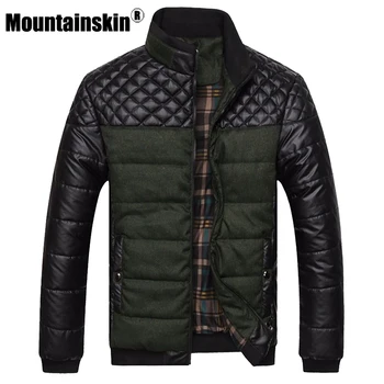 Mountainskin Brand Men s Jackets and Coats 4XL PU Patchwork Designer Jackets Men Outerwear Winter Fashion