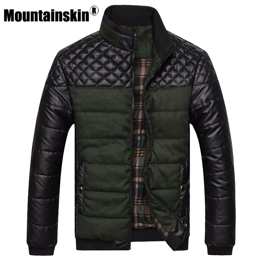Mountainskin Brand Men's Jackets and Coats 4XL PU Patchwork Designer Jackets Men Outerwear Winter Fashion Male Clothing SA004 Mountainskin Brand Men's Jackets and Coats 4XL PU Patchwork Designer Jackets Men Outerwear Winter Fashion Male Clothing SA004