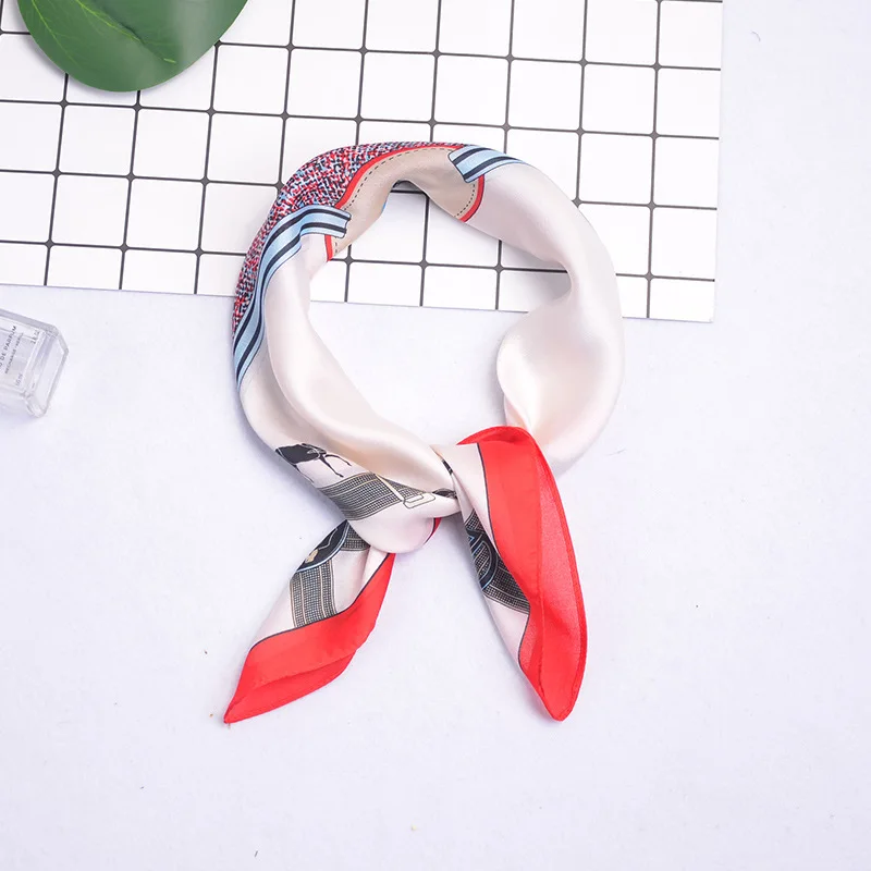 53*53cm Fashion Dot Striped Women Scarf Cashew Print Small Square Scarf Spring Summer Lady Scraf Head Scarf Headbands