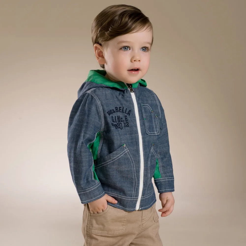 Brand2017Spring Autumn kid toddler baby boy denim jacket coat hooded
