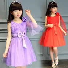 Children’s Girl Summer 2016 New Dress Lace Butterfly Knot Show Clothing High-grade Flower Girl Wedding Party Performance Costume